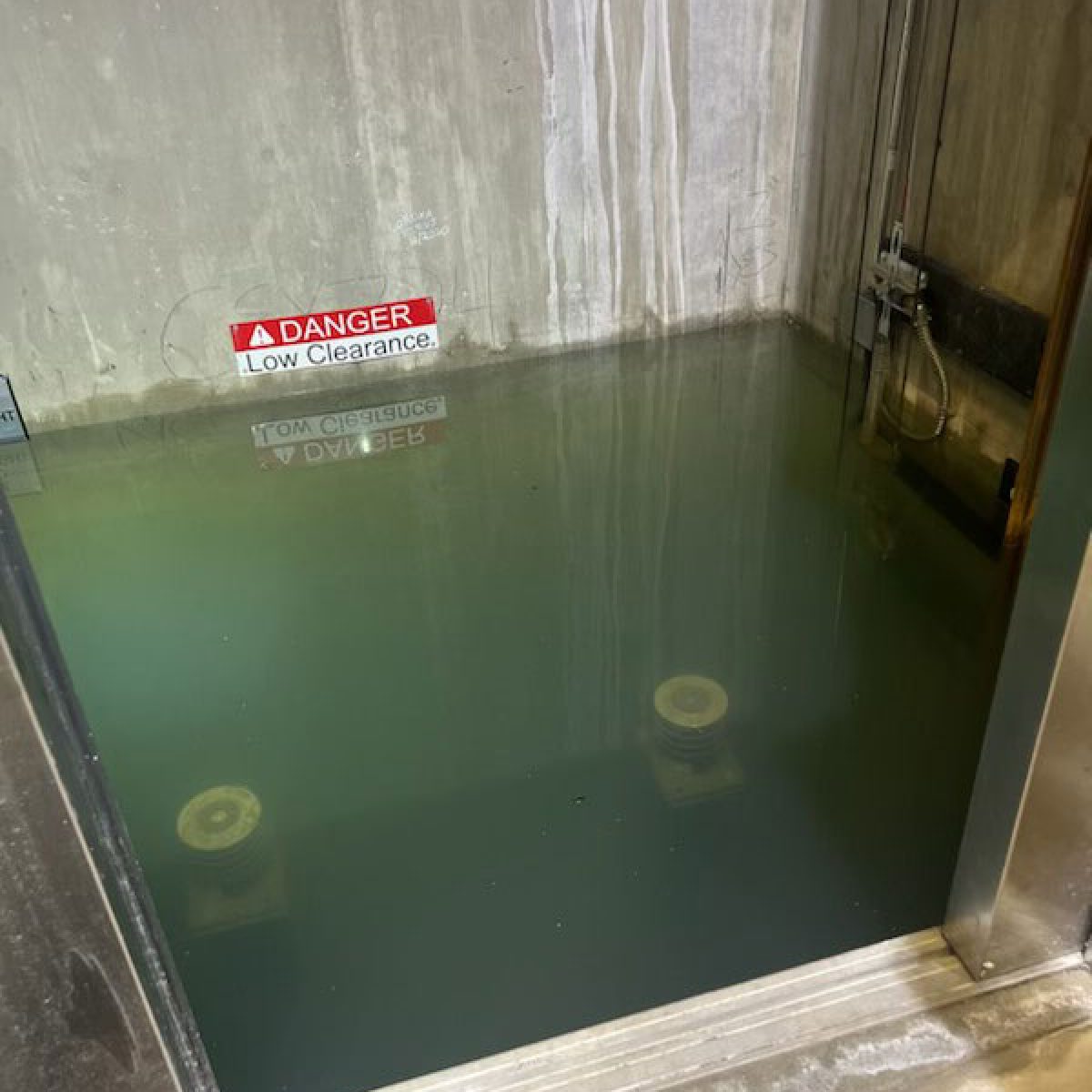 Elevator pit full of water